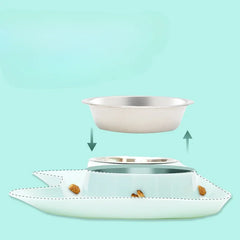 1pc Stainless Steel Double Cat Dog Bowl Cat Food Container Non-slip Base Pet Water Feeder Tilt Safeguard Neck Puppy Cats Bowls