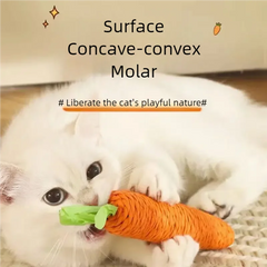 1PC Carrot Shaped Cat Toy Sound Teasing Stick Molar Bite Resistant Cat Scratch Board For Indoor Interactive Kitten Adult Cat