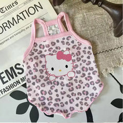 Spring/Summer 2025 New Pet Clothes Spice Girls Suspenders Large Patterns Leopard-Print Cat Ice Silk Cool Fabrics Cats Dogs Wear