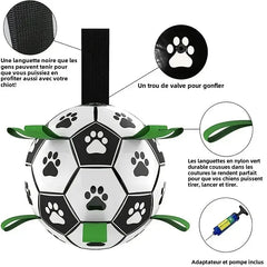 1 Pcs Interactive Dog Toys for Tug of War Dog Soccer Ball with Straps for Indoor Outdoor Dog Tug Toy Sturdy Ball Fetch Toy