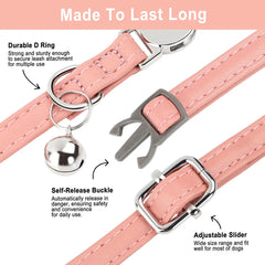 Custom Cat Collar Personalized PU Leather Kitten Puppy Collars Free Engraved ID Nameplate Necklace With Bell for cat Anti-lost
