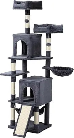 Large Multi-Level 70-Inch Cat Tree Tower with Hammock, Scratching Post, Condo, and Activity Center for Cats