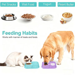 Silicone Pet Lick Mat With Suction Cups Anti Choking Slow Feeder Pad Non Slip Feeding Bowl For Dogs Cats Yogurt Treats
