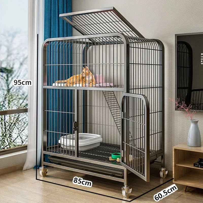 Window Openable Mesh Cat Cages Creative Pet Villa Duplex Luxury Cat Dog House Durable Metal Pet Room Modern Minimalist Doghouse